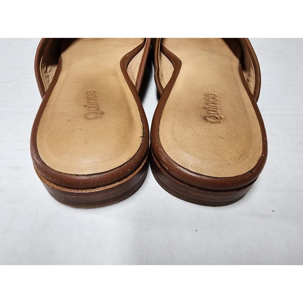 Quince Women Italian Leather Pointed Mule Cognac Shoes 7